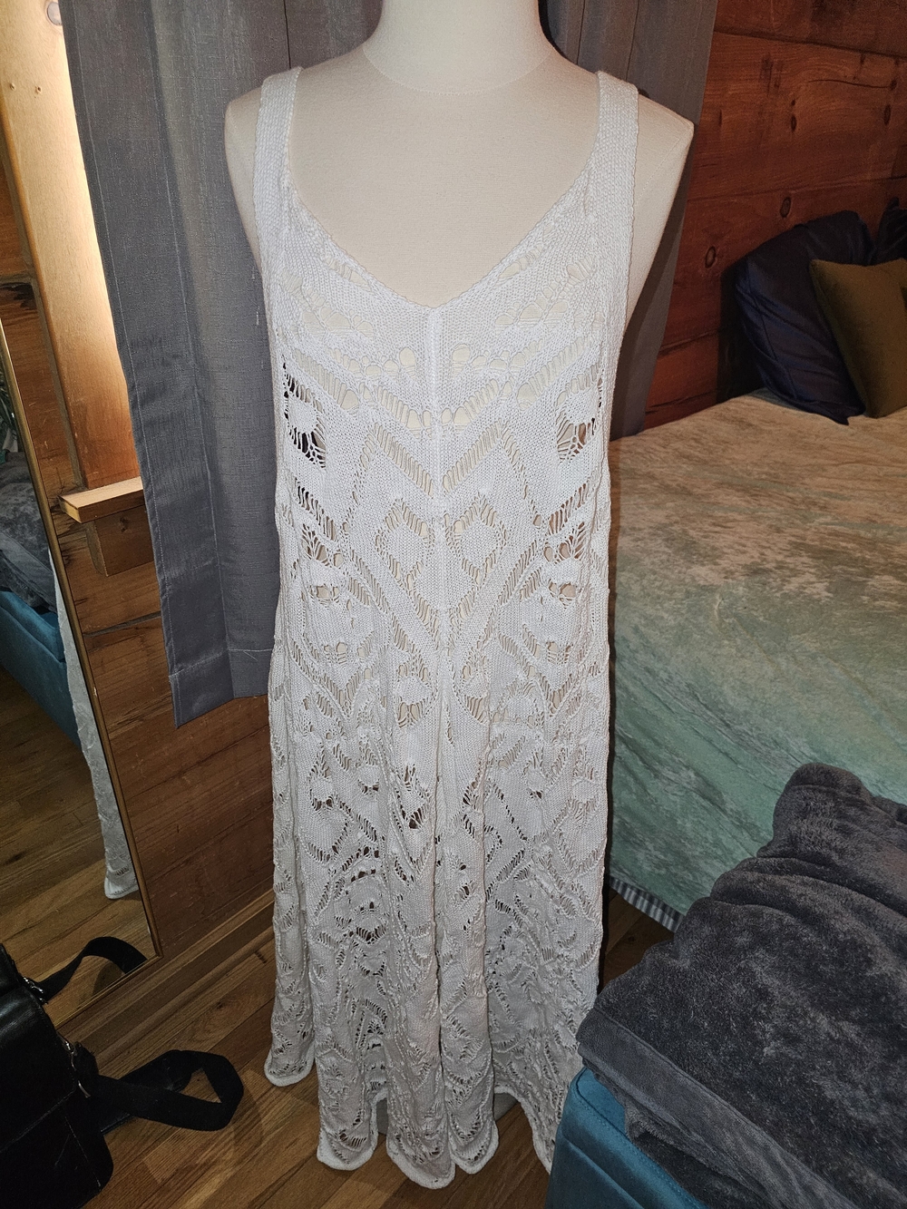 Free People Cream Crochet Maxi Dress